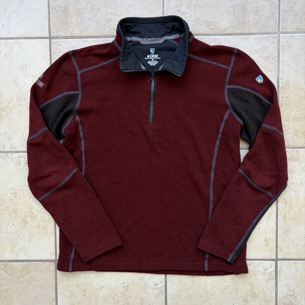 Kuhl Sweater Mens Medium Red Revel 1/4 Zip Fleece Pullover Jacket Outdoors Tech